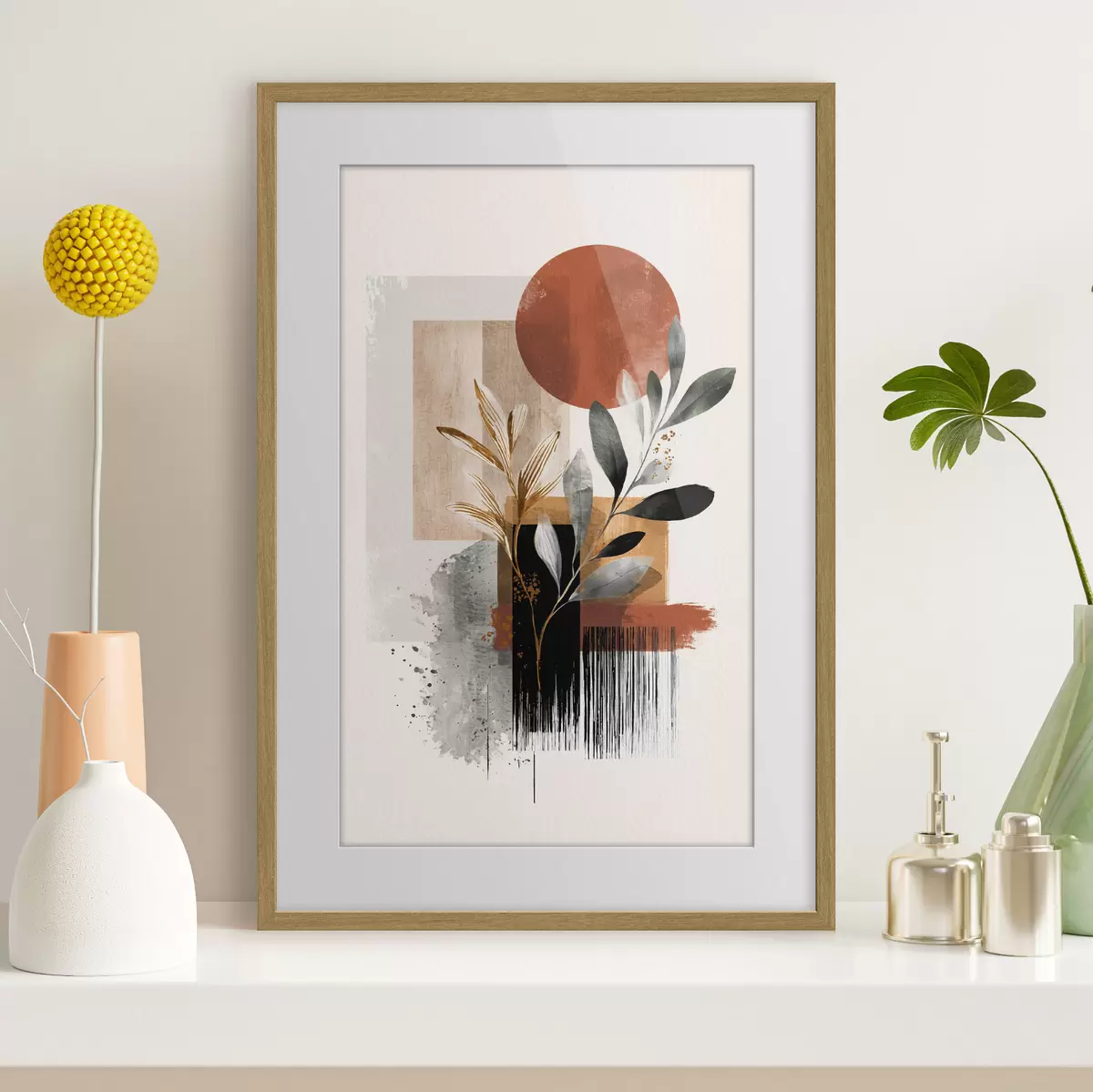 Poster Geometria e foglie Astrazione f46388