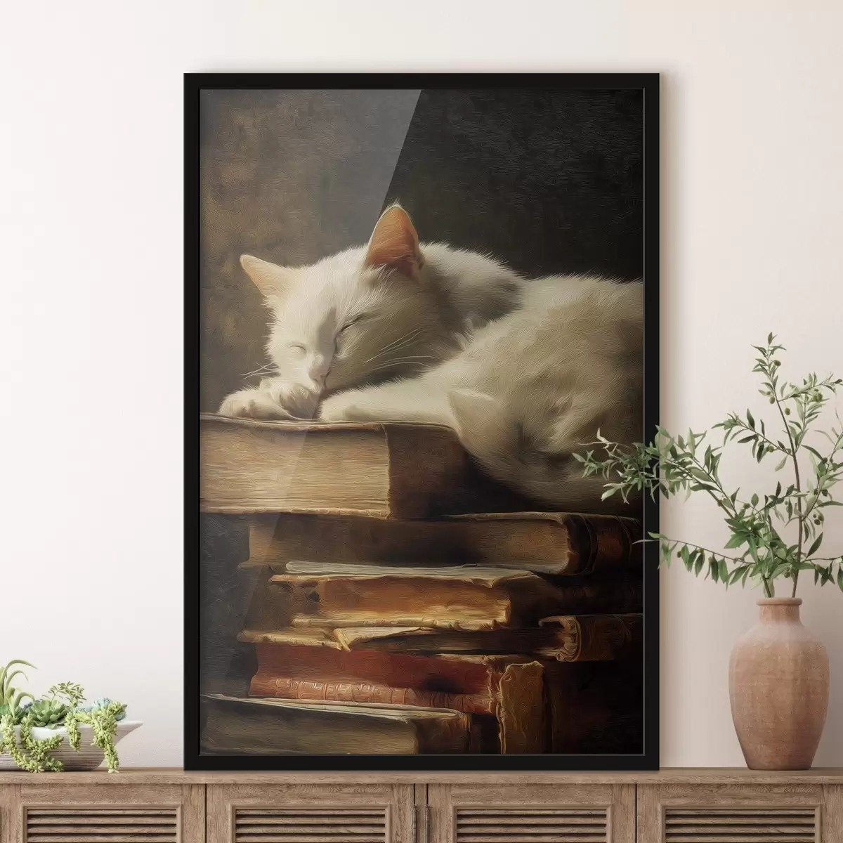 Poster Gatto sui libri f46428