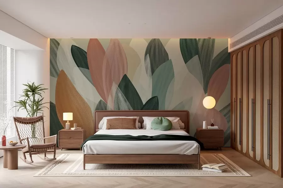 Carta da parati per Bambini foglie di fantasia  