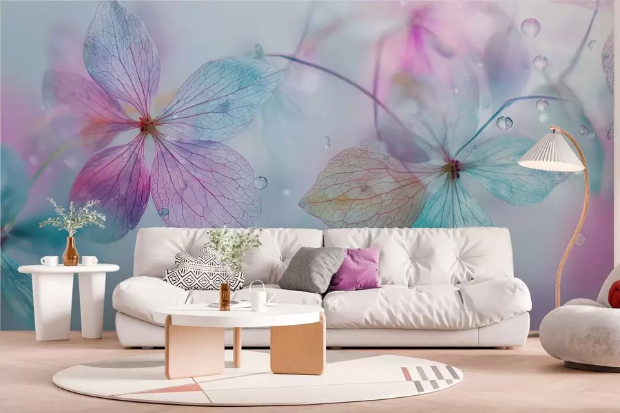 Carta da parati Floreale delicati fiori con venature sott'acqua n. w04809