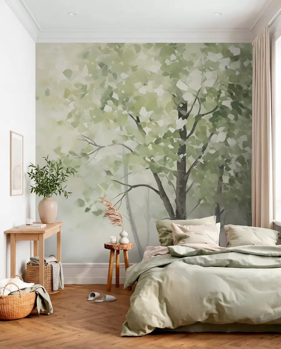 Carta da parati nature Alberi astratti imitazione della pittura 