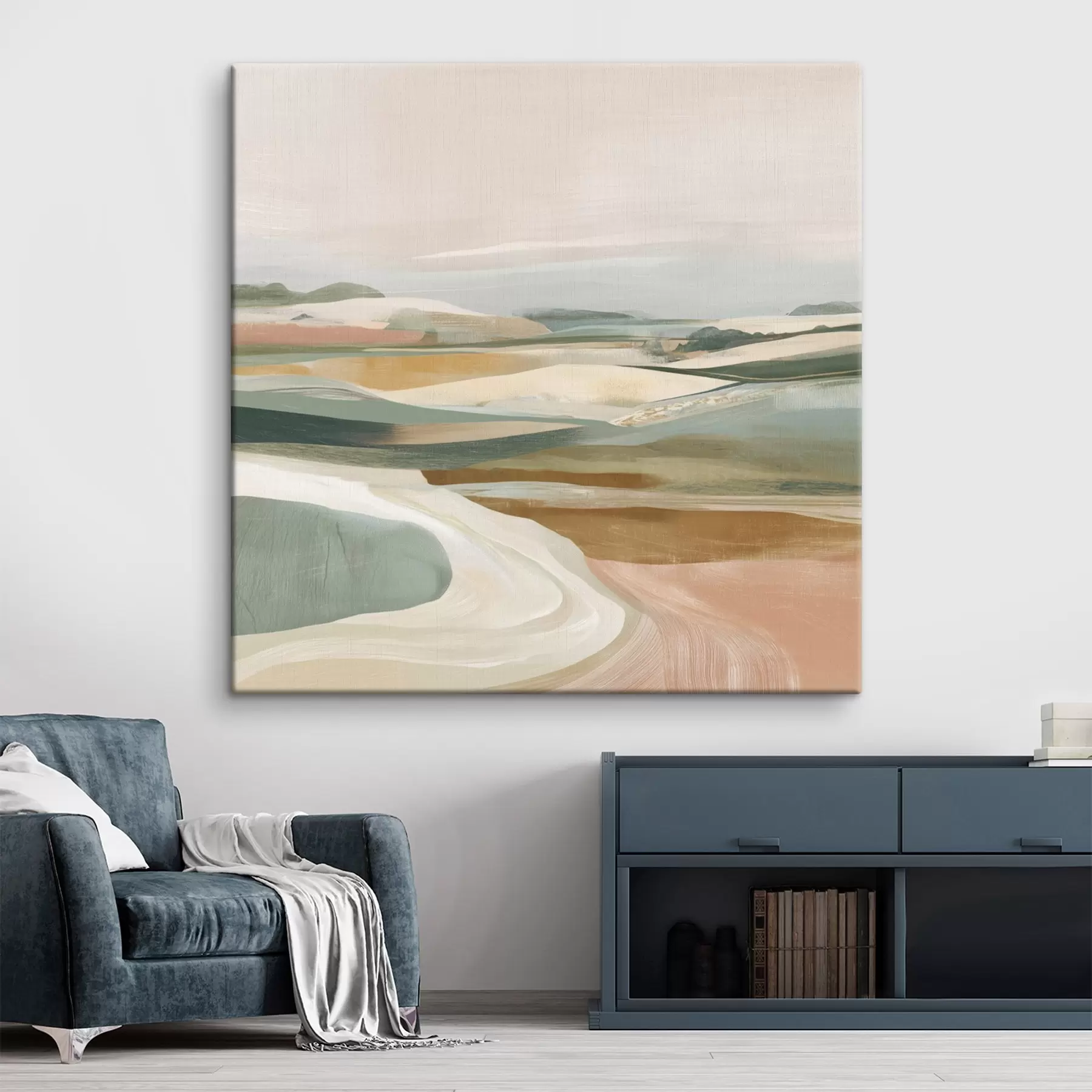 carta da parati Panorama di campagna con campi e strada in stile acquerello nr. s46317