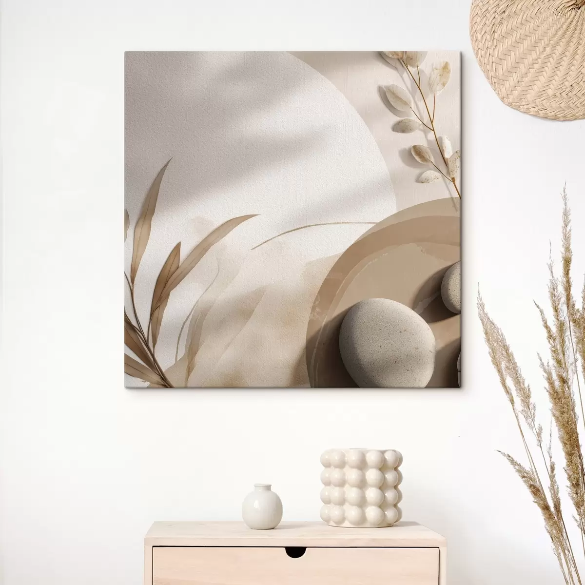 carta da parati Pietre e ombre sulla parete nei toni del beige nr. s46311