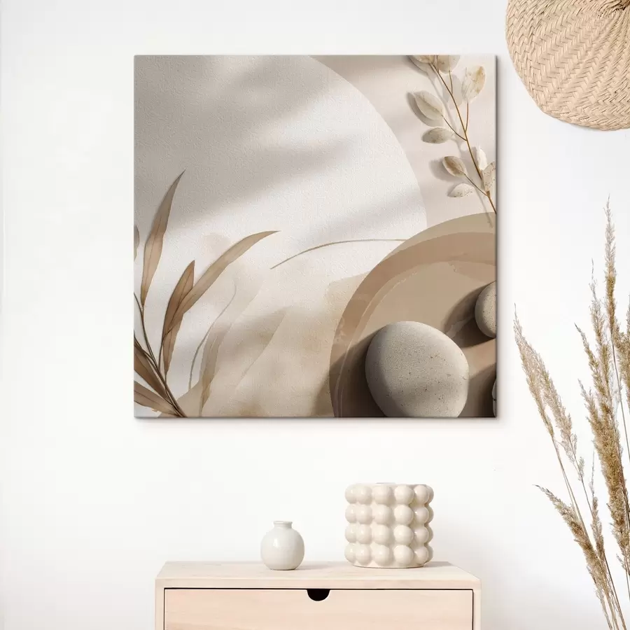 carta da parati Pietre e ombre sulla parete nei toni del beige nr. s46311