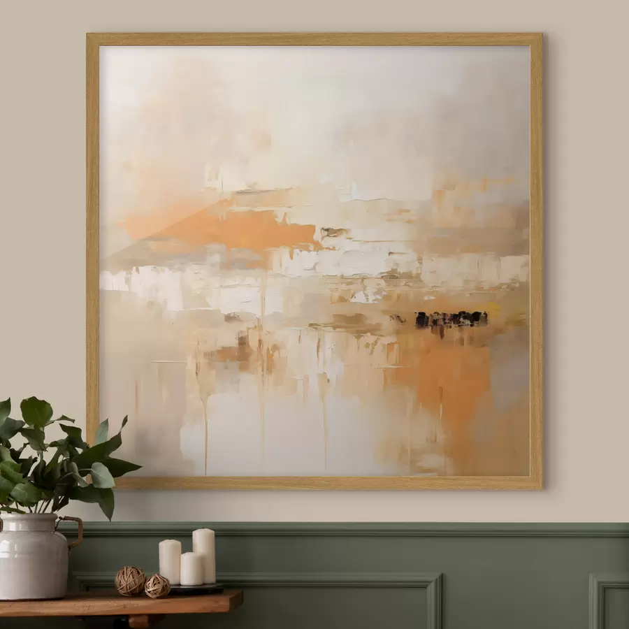 carta da parati Astrattismo paesaggistico in stile oleoso con tonalità arancioni e beige nr. f46314