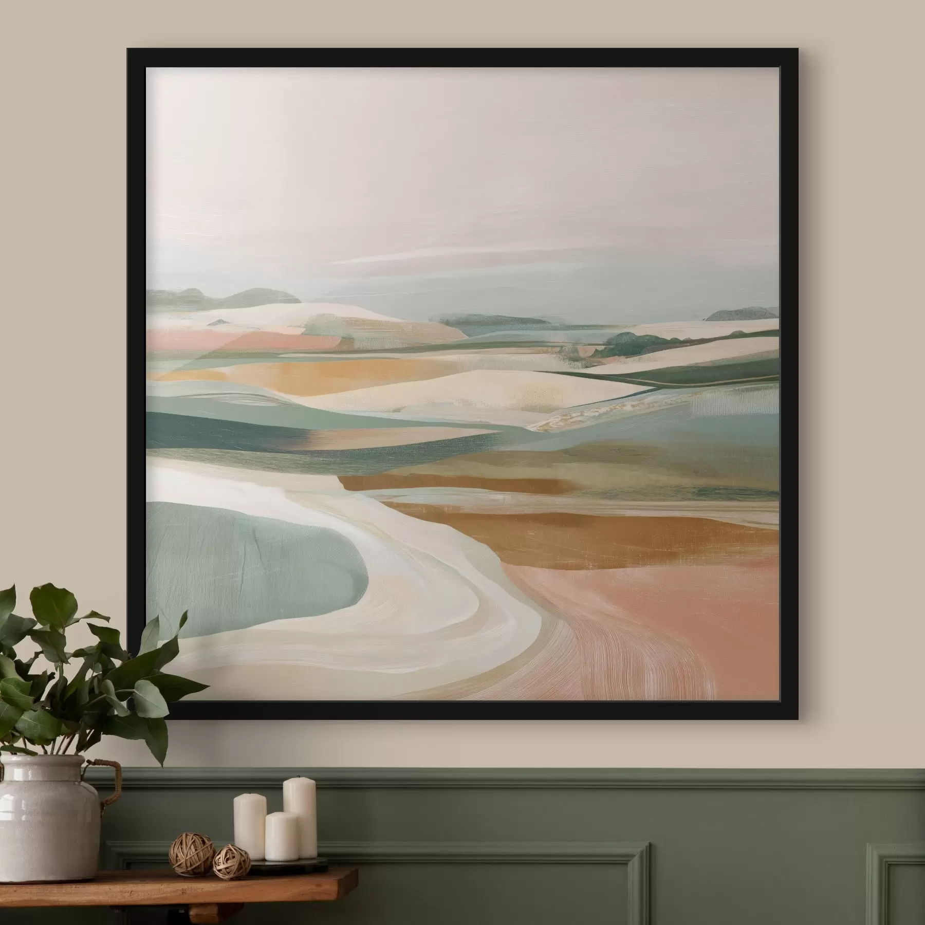 carta da parati Panorama di campagna con campi e strada in stile acquerello nr. f46317