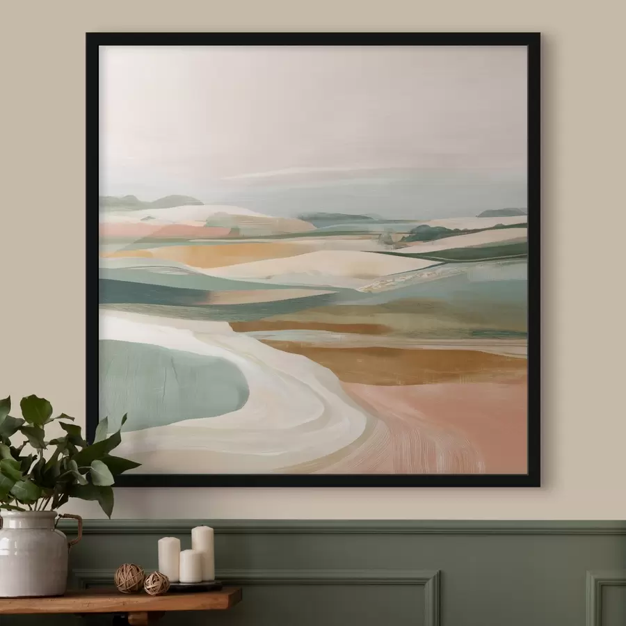 carta da parati Panorama di campagna con campi e strada in stile acquerello nr. f46317