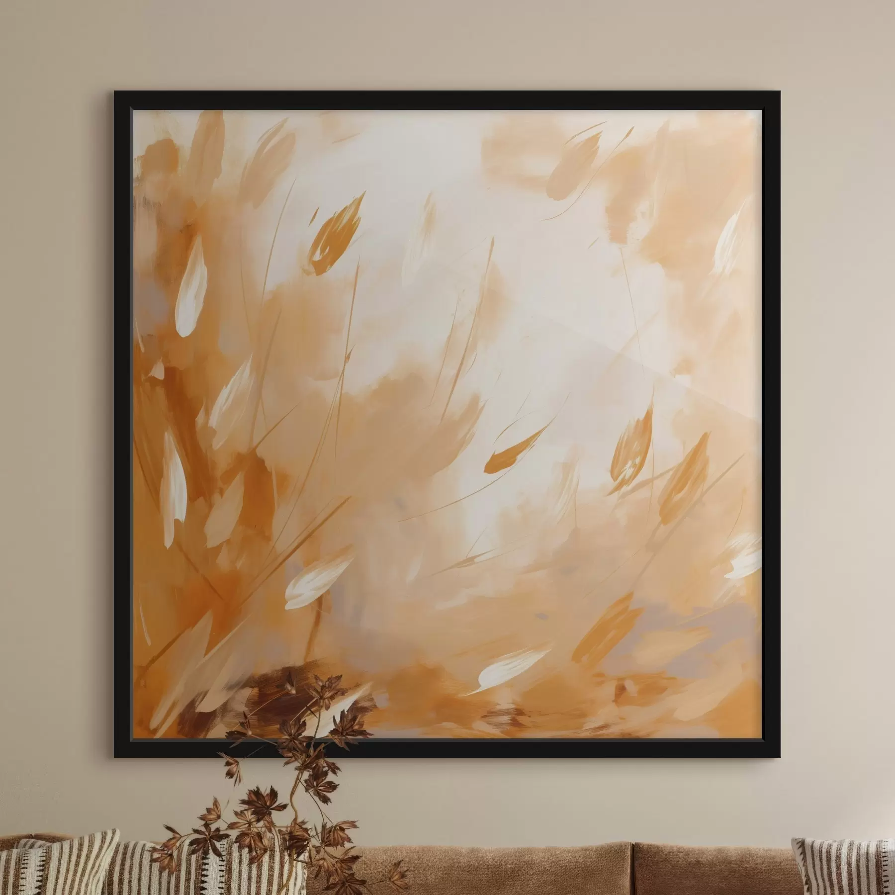 carta da parati Petali e steli astratti in stile oleoso nr. f46319