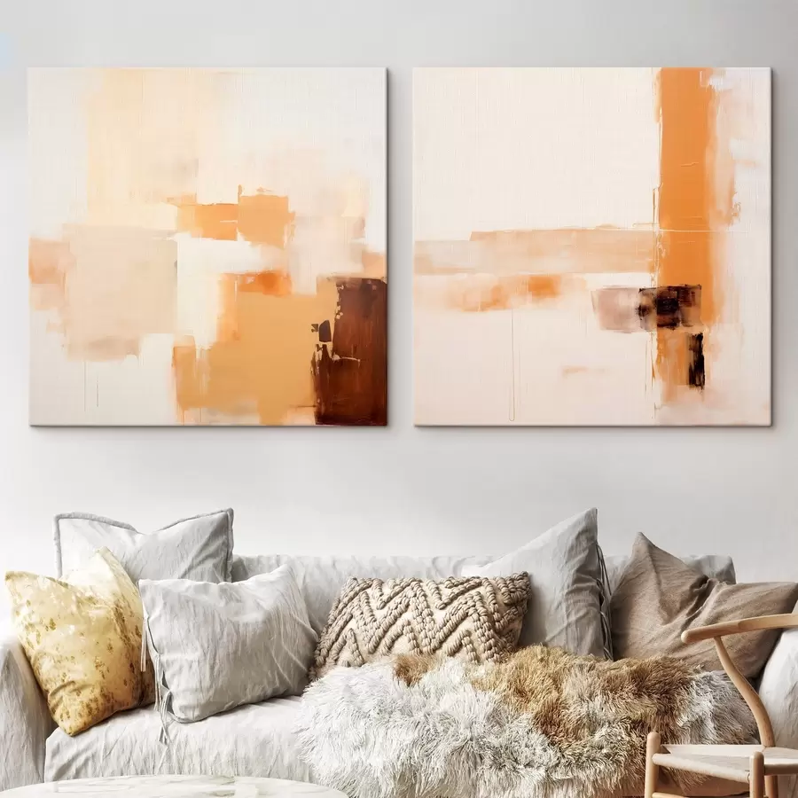 carta da parati Composizione astratta in due parti nei colori beige e marrone nr. m00891