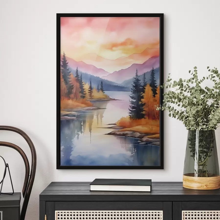 carta da parati Paesaggio autunnale in riva al lago con cielo luminoso nr. f46155