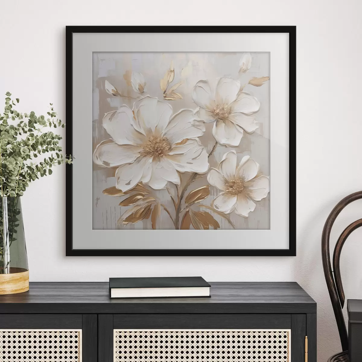 Poster Fiori testurizzati su sfondo chiaro con tonalità calde f46166