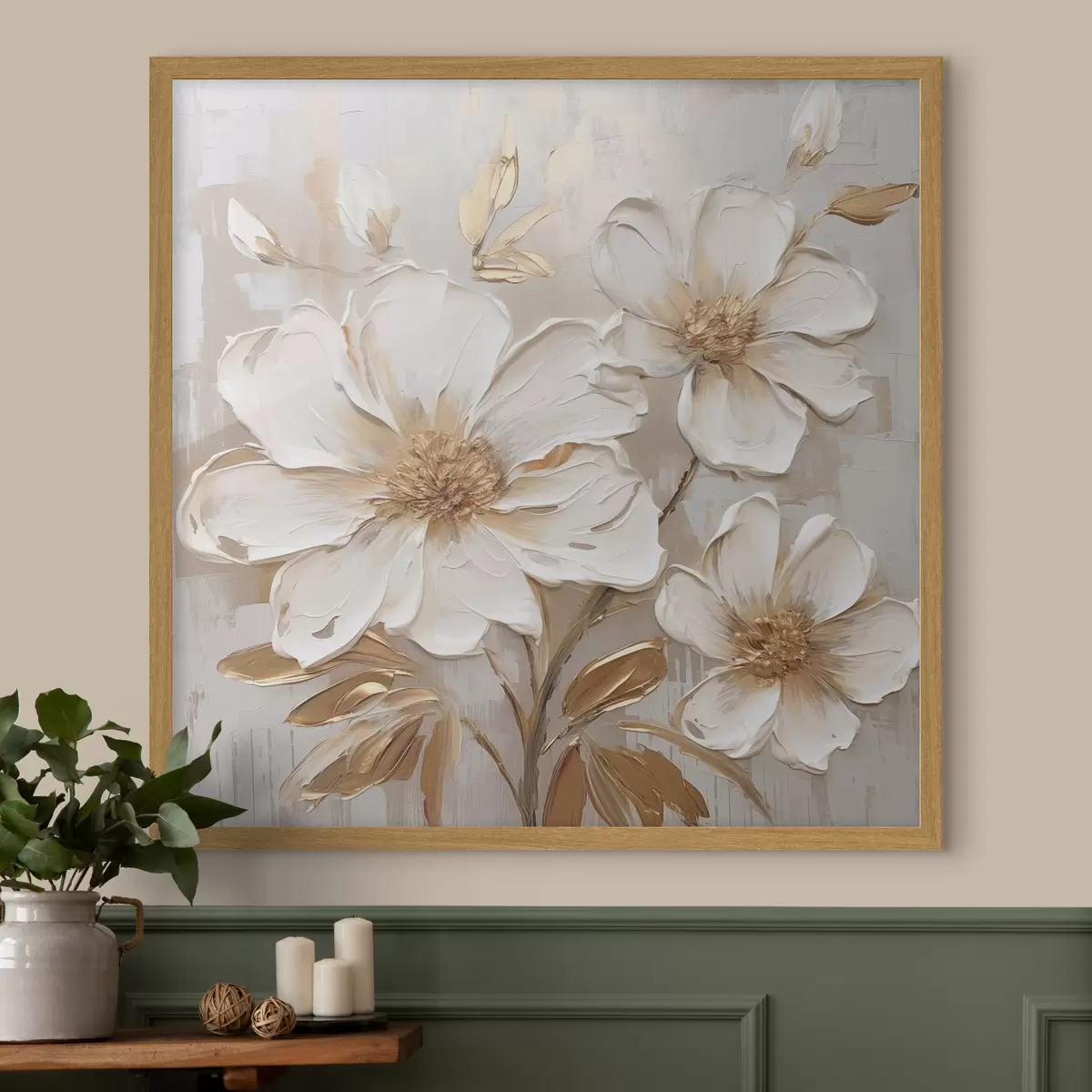 Poster Fiori testurizzati su sfondo chiaro con tonalità calde f46166