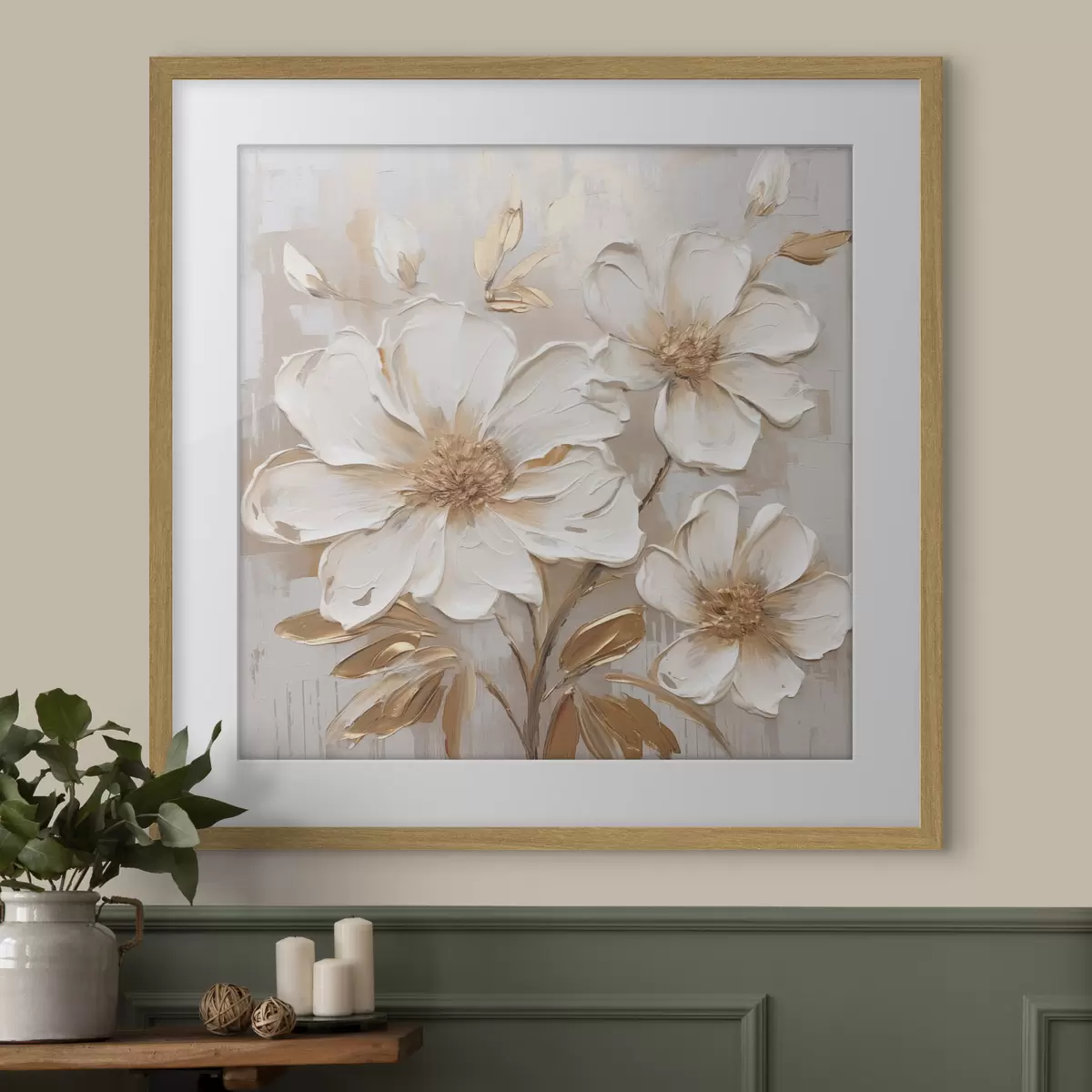 Poster Fiori testurizzati su sfondo chiaro con tonalità calde f46166