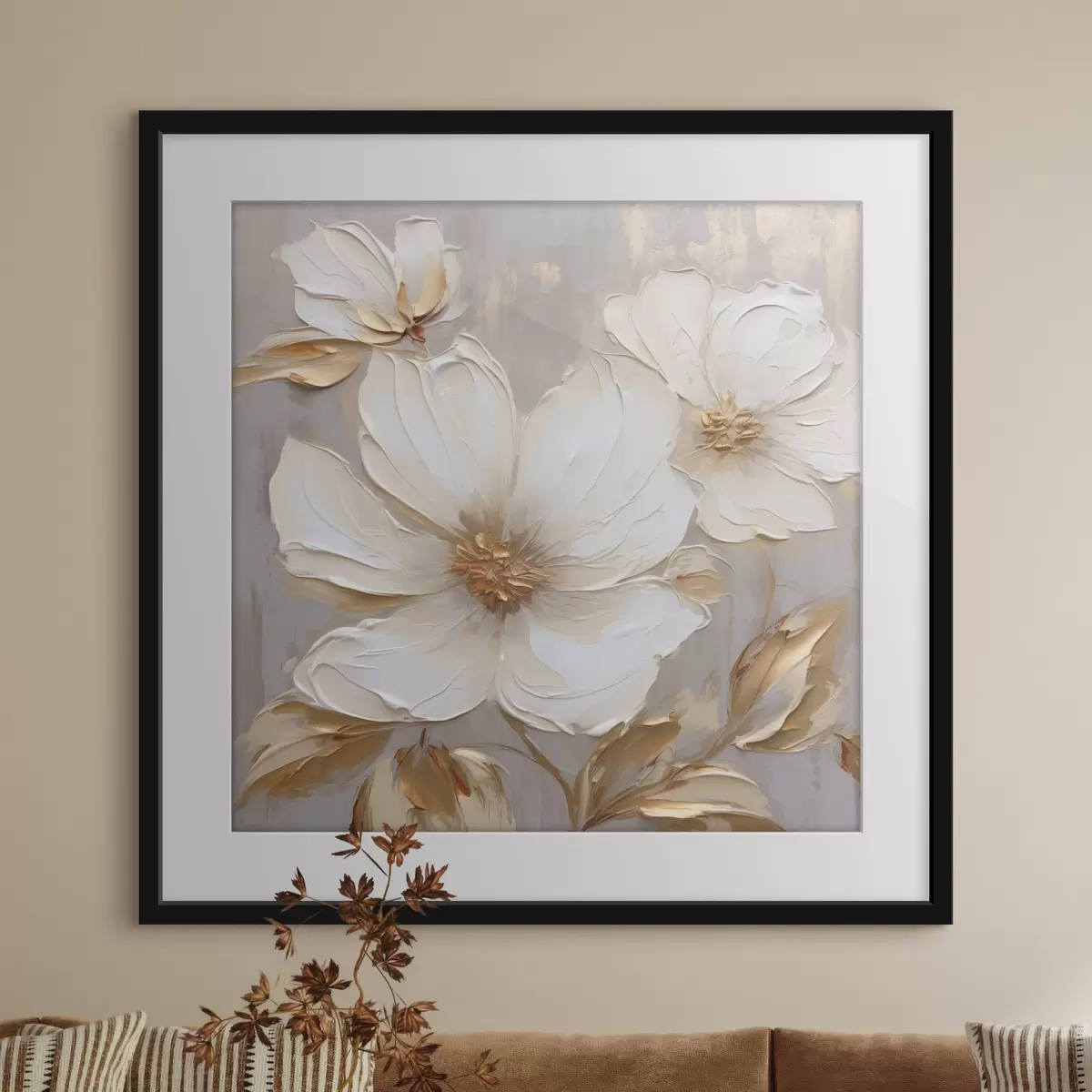 Poster Grandi fiori materici con pennellate in una palette di colori caldi f46176