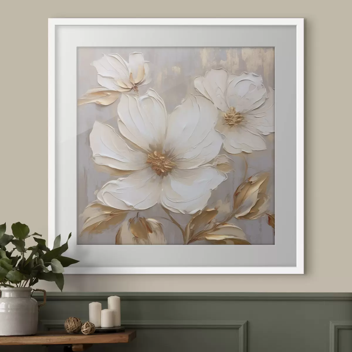 Poster Grandi fiori materici con pennellate in una palette di colori caldi f46176