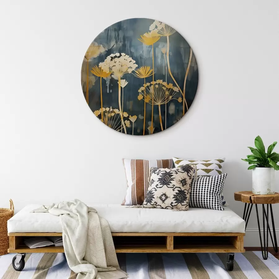 carta da parati Fiori stilizzati con steli sottili su sfondo scuro nr. r46188