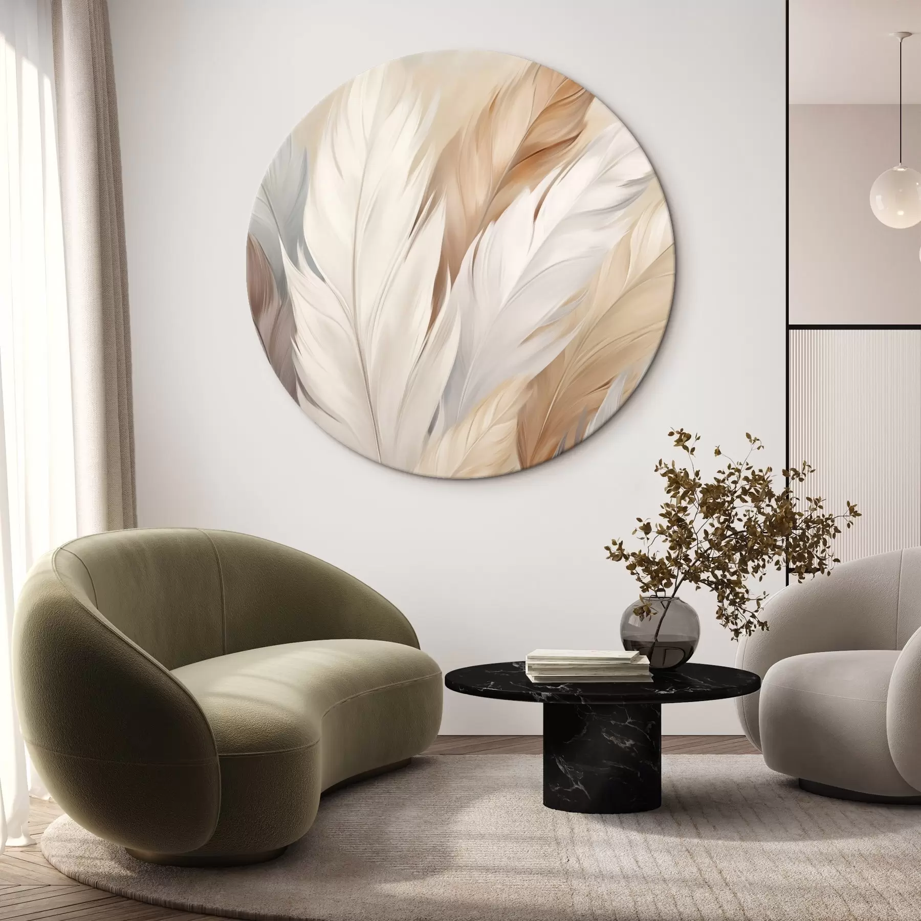 carta da parati Morbide piume nei toni del beige e del grigio nr. r46190