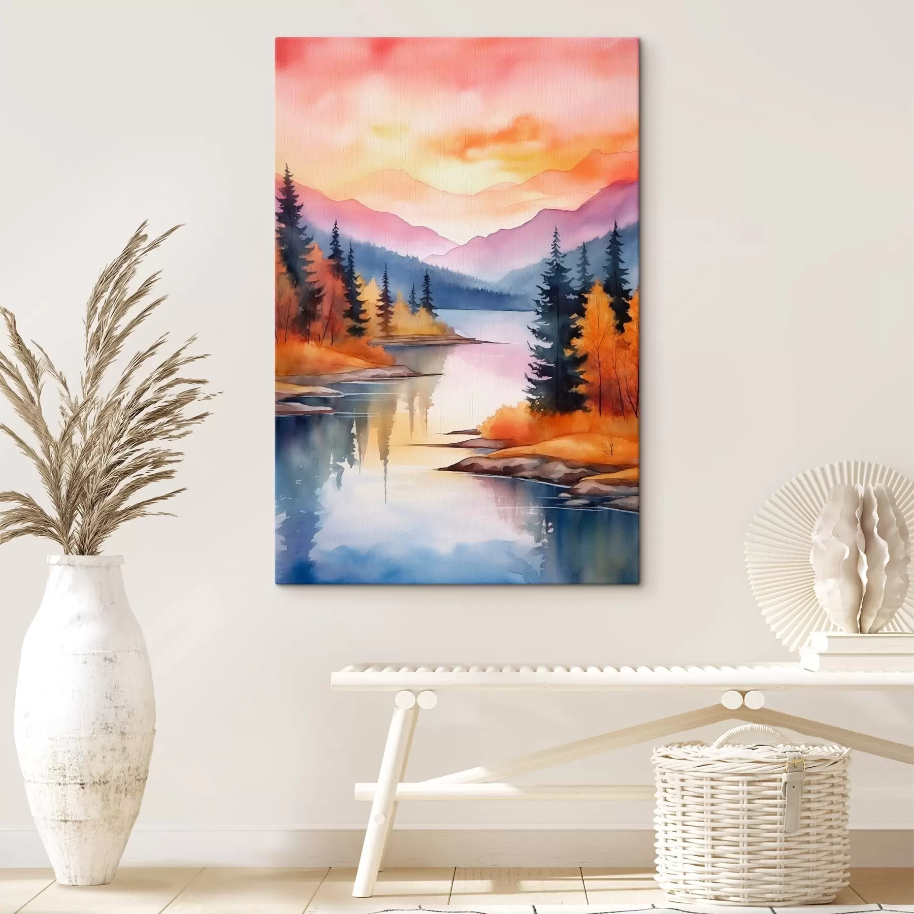 carta da parati Paesaggio autunnale in riva al lago con cielo luminoso nr. s46155