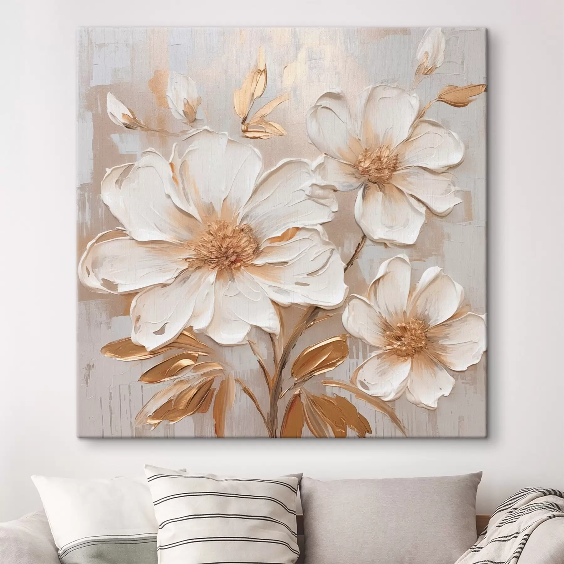 carta da parati Fiori testurizzati su sfondo chiaro con tonalità calde nr. s46166