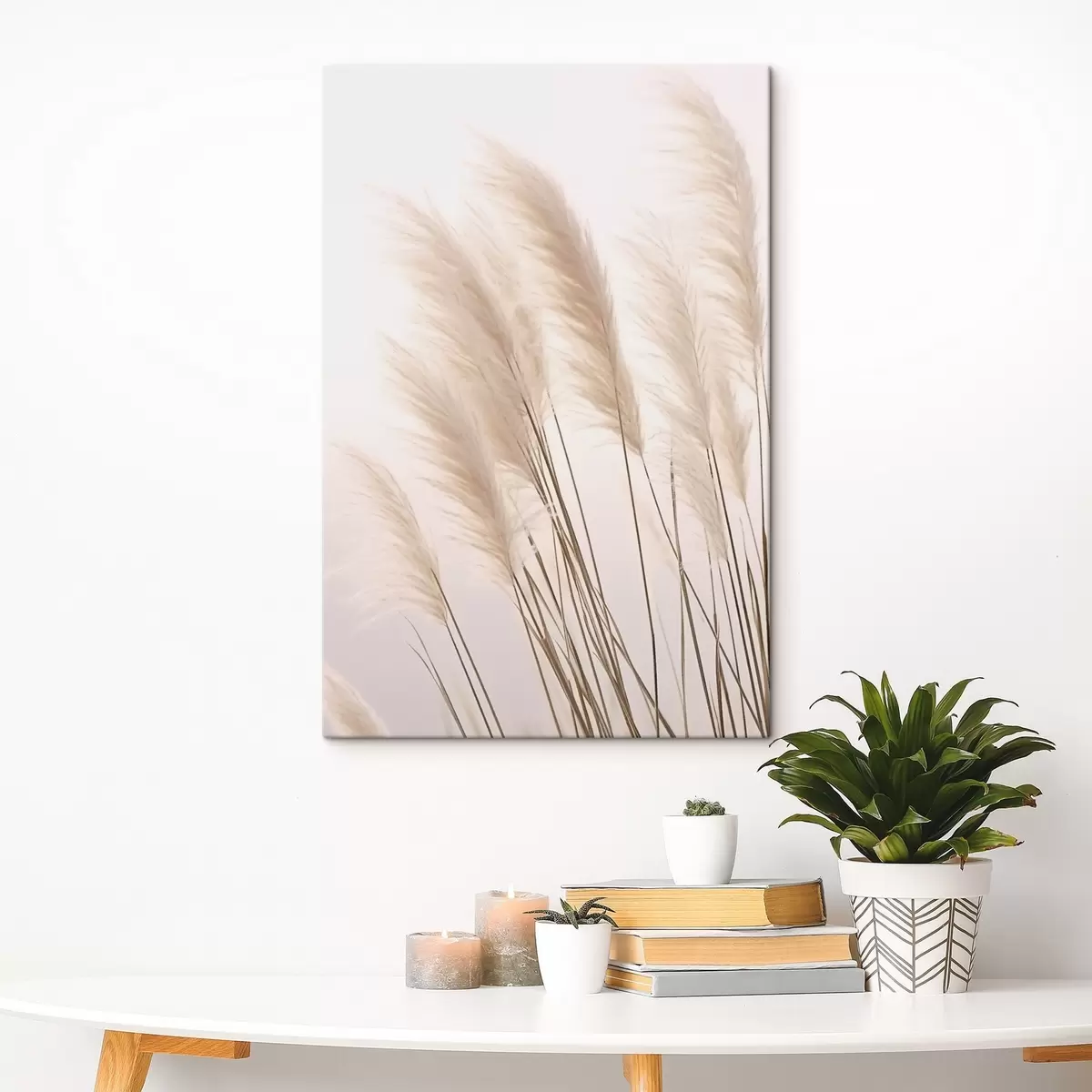 carta da parati Erbe leggere con cime soffici su uno sfondo chiaro nr. s46179