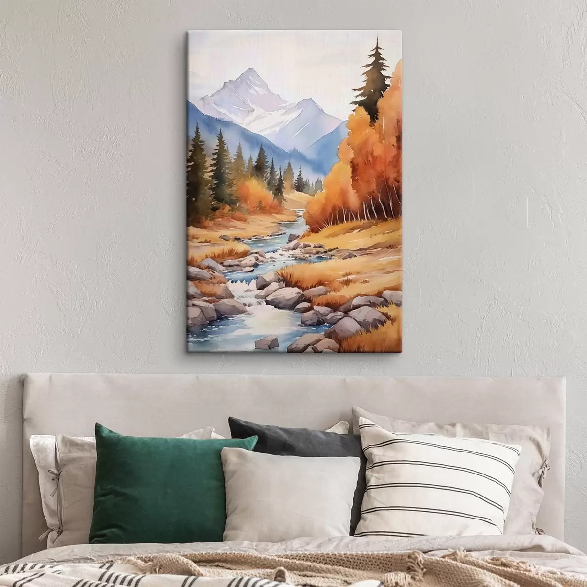 carta da parati Paesaggio montano autunnale con un fiume e una foresta dai colori vivaci nr. s46187