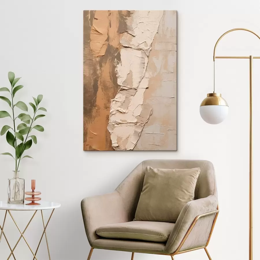 carta da parati Pittura astratta con pennellate spesse, tonalità beige e marroni, superficie ruvida, tavolozza di colori neutri nr. s46272