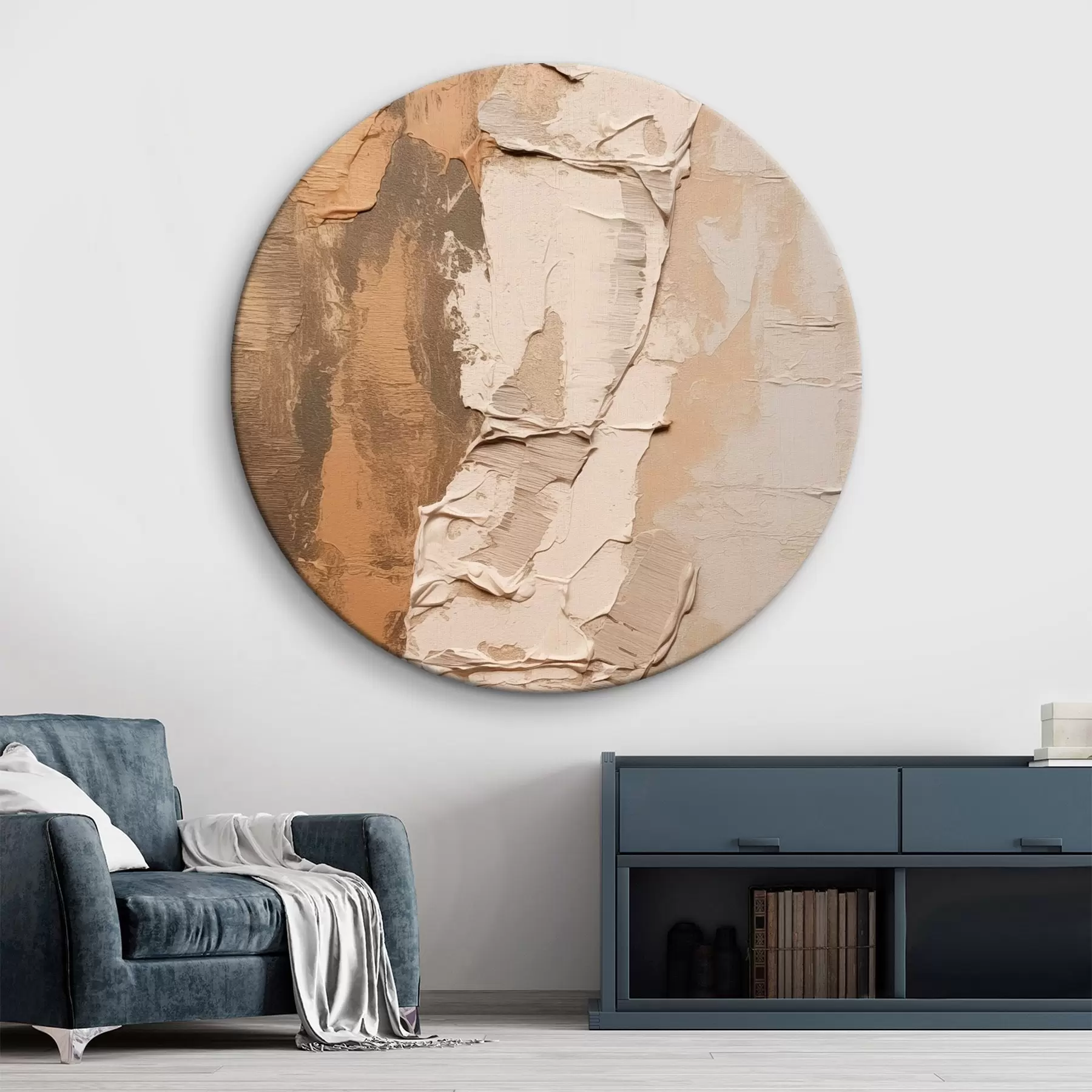 carta da parati Pittura astratta con pennellate spesse, tonalità beige e marroni, superficie ruvida, tavolozza di colori neutri nr. r46272