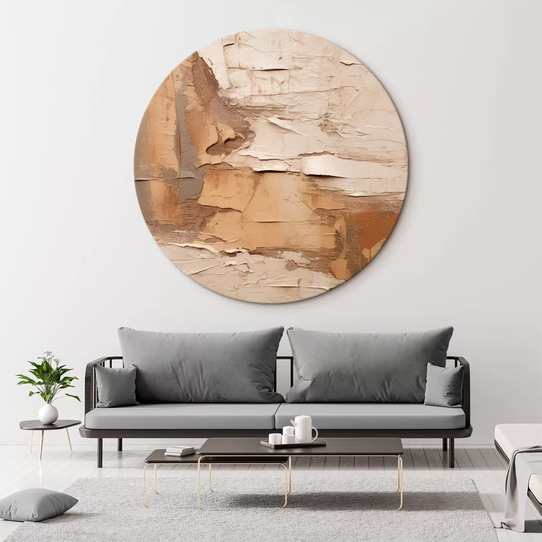 carta da parati Pittura astratta con pennellate spesse, tonalità beige e marroni, superficie ruvida, tavolozza di colori neutri nr. r46273