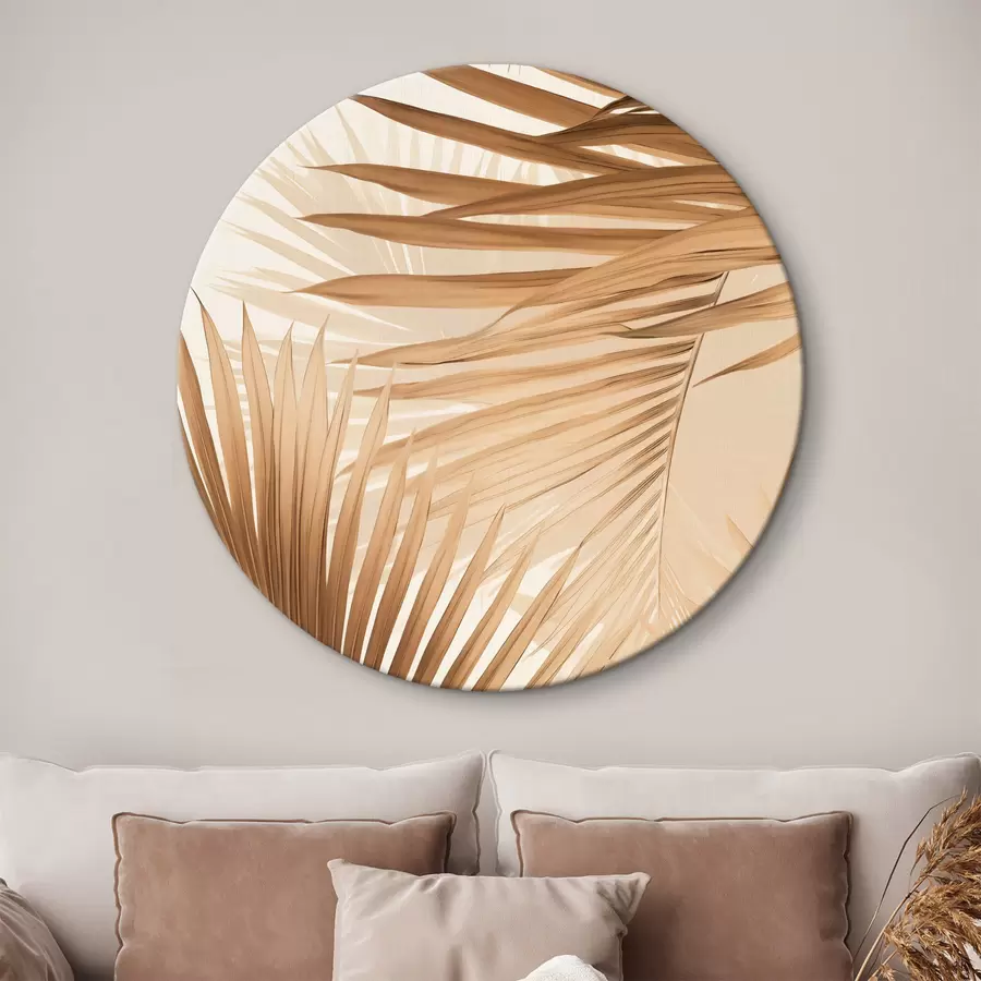 carta da parati Foglie di palma astratte nei toni del marrone, tropicali, botaniche, natura, minimaliste, eleganti, design moderno nr. r46275