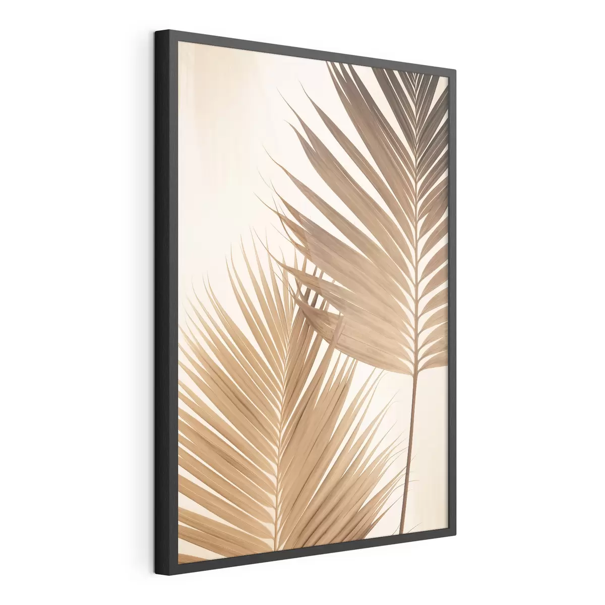 Poster Foglie di palma nei toni del marrone, sfondo neutro, stile minimalista, illuminazione naturale, atmosfera tropicale f46274