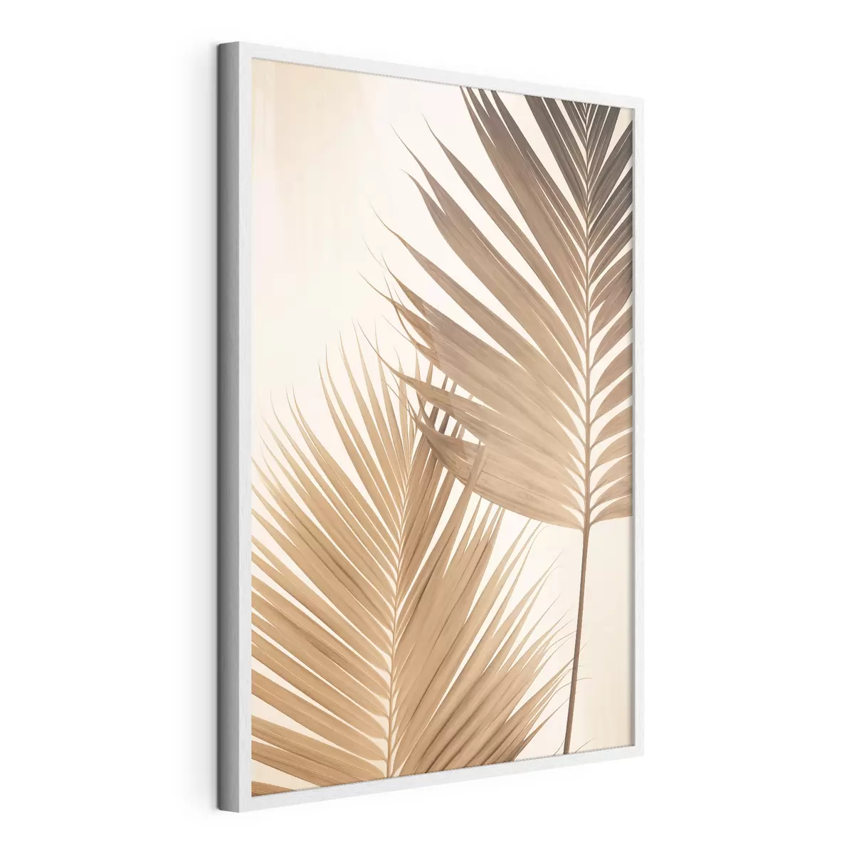 Poster Foglie di palma nei toni del marrone, sfondo neutro, stile minimalista, illuminazione naturale, atmosfera tropicale f46274