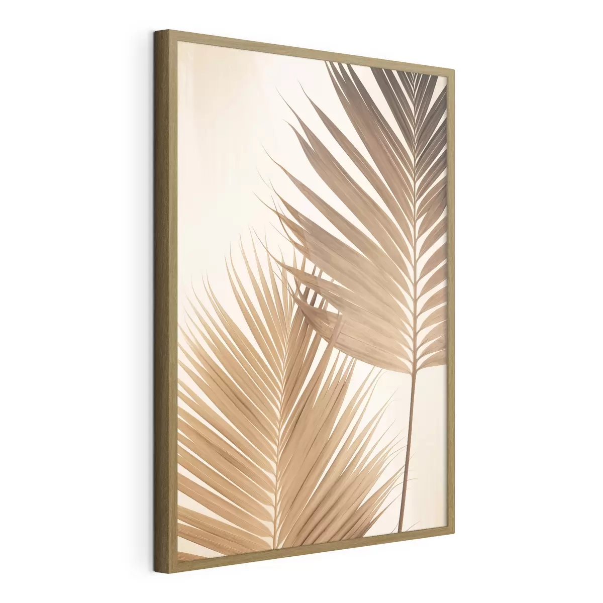Poster Foglie di palma nei toni del marrone, sfondo neutro, stile minimalista, illuminazione naturale, atmosfera tropicale f46274