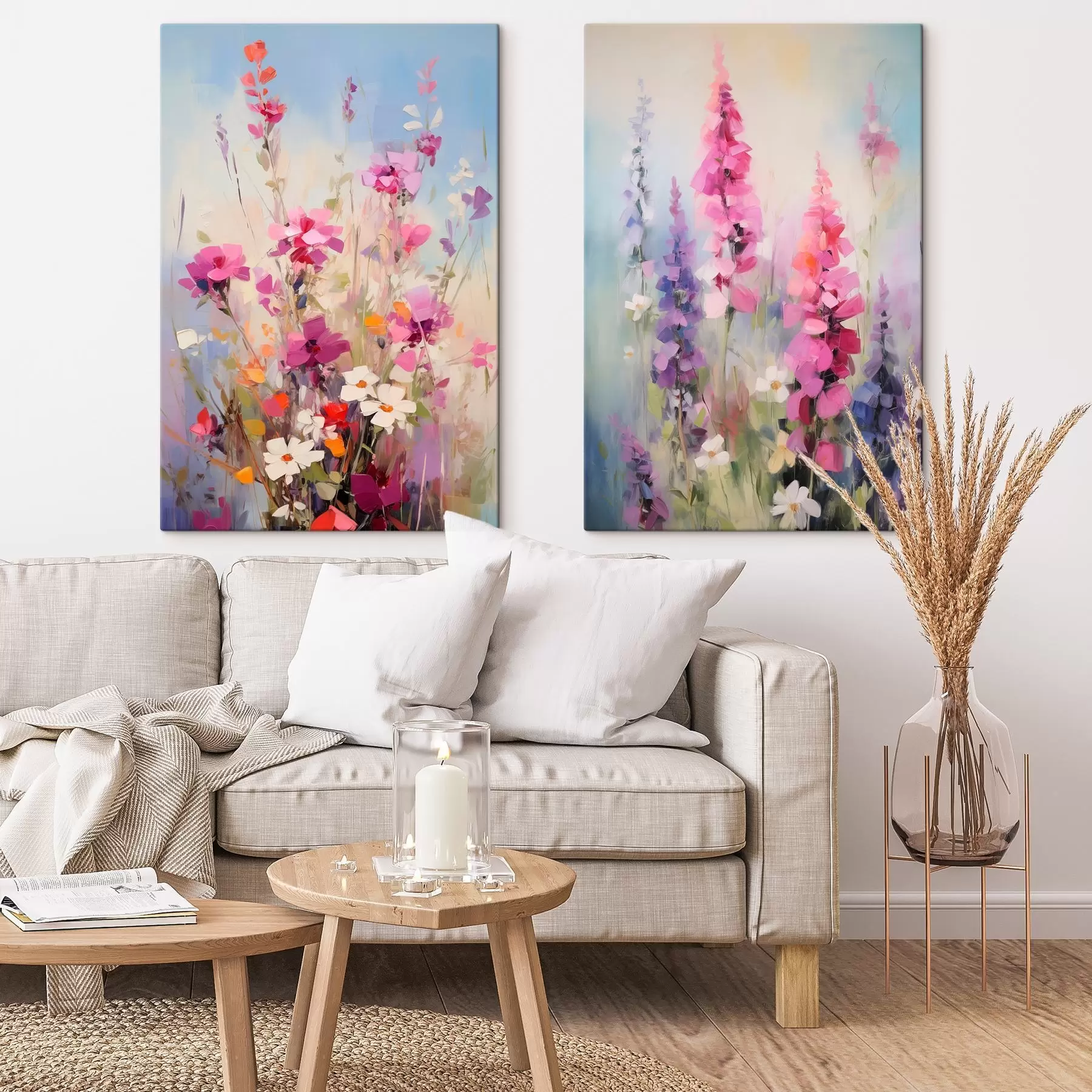 carta da parati Fiori vivaci con margherite bianche in un campo, pennellate morbide, colori pastello, stile impressionista nr. m00882