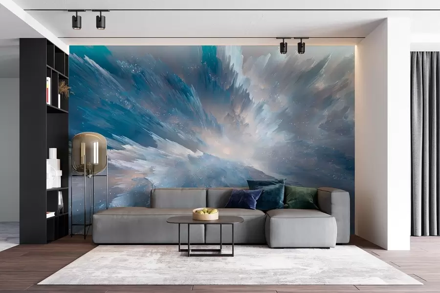 carta da parati Astratto bagliore cosmico del cielo in toni blu ghiaccio nr. w09461