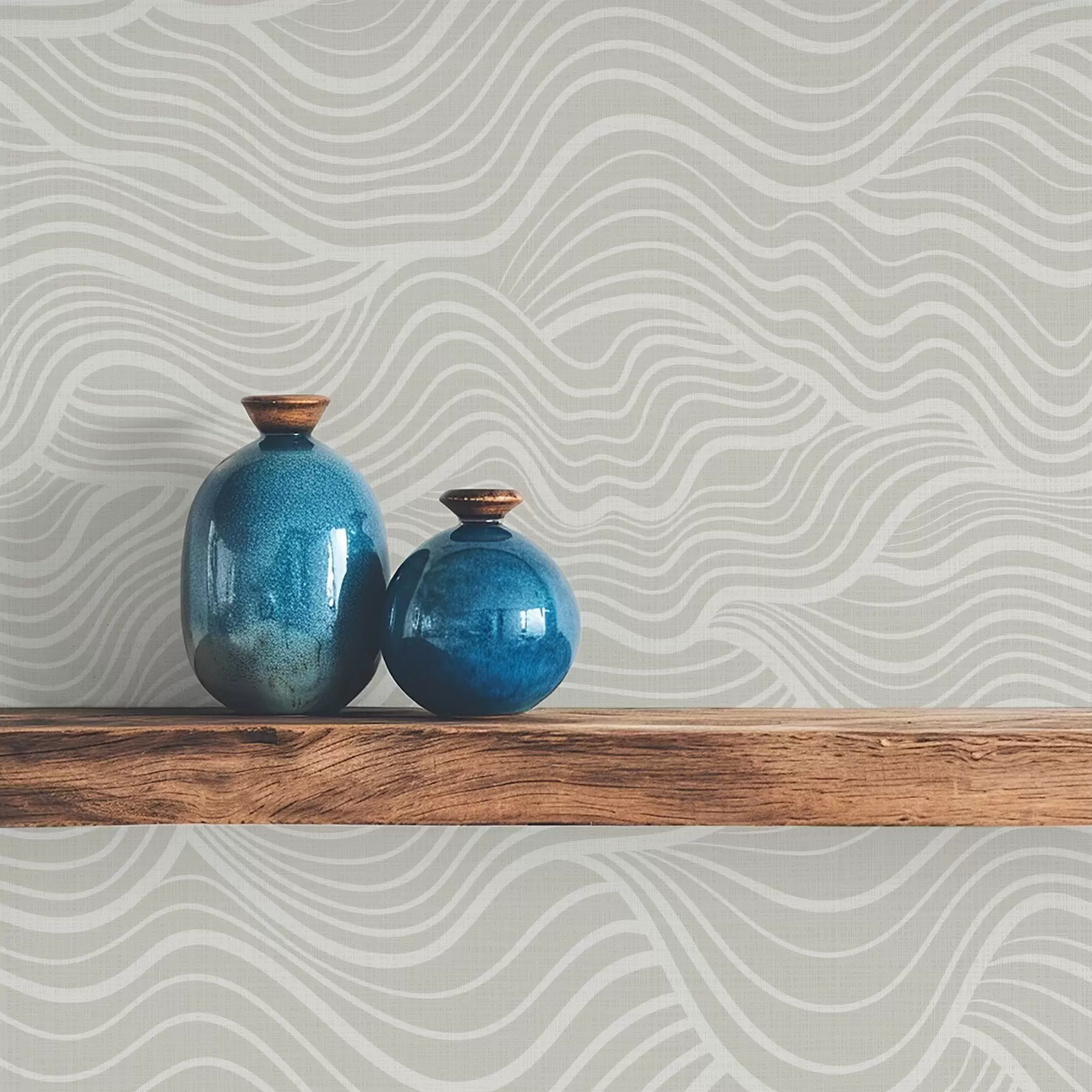 carta da parati Onde su sfondo grigio-oliva con texture tessuto nr. a00681