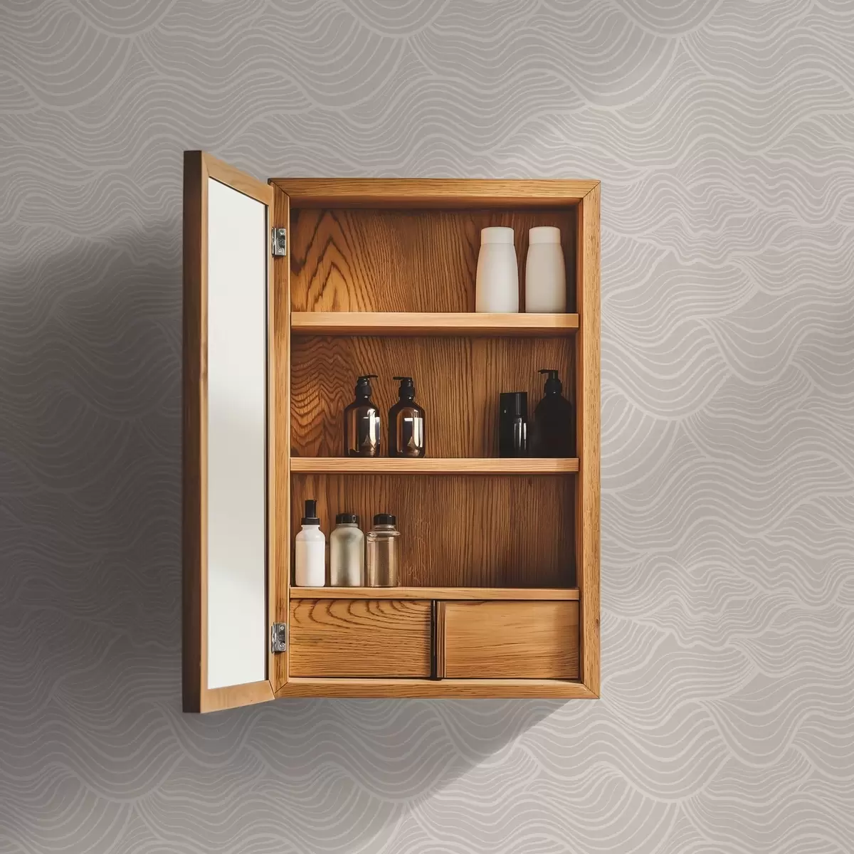 Carta da parati Linee ondulate tono su tono su beige caldo a00681v1