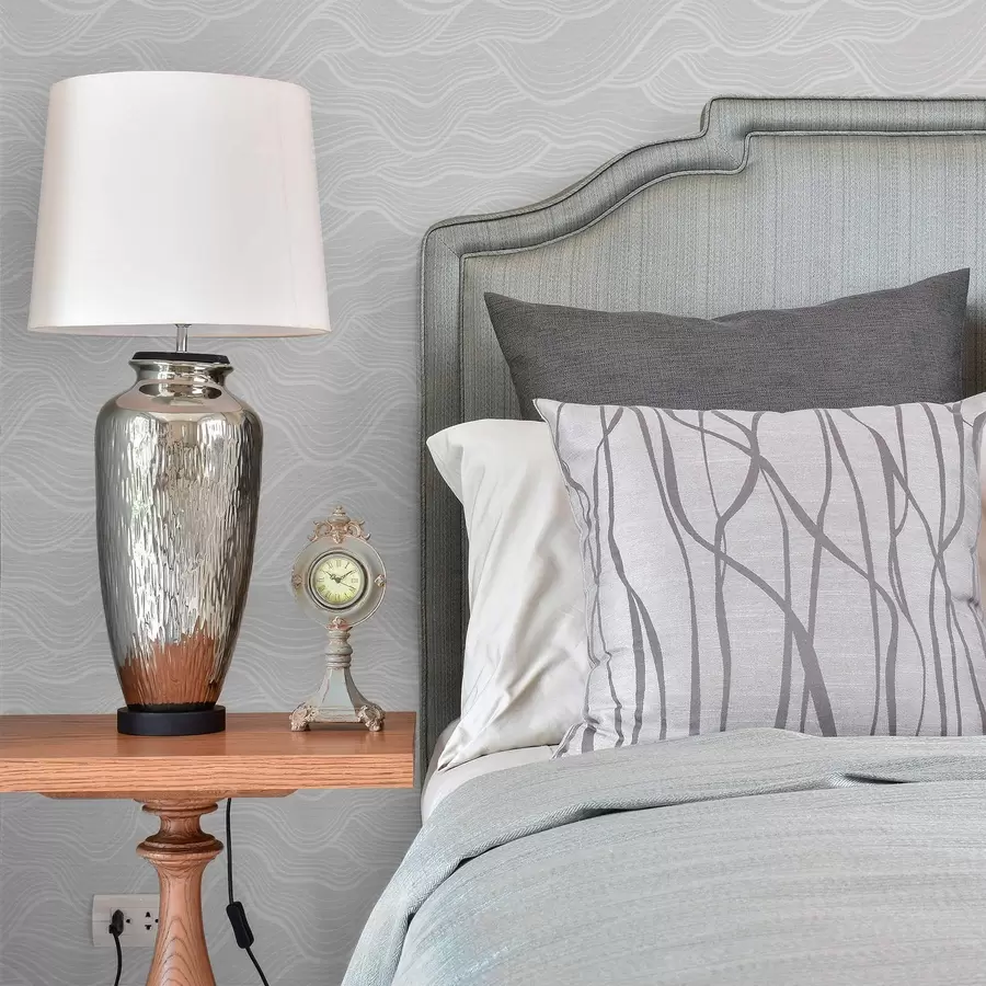 carta da parati Onde grigio chiaro molto leggere con un ritmo di linee sottili nr. a00682