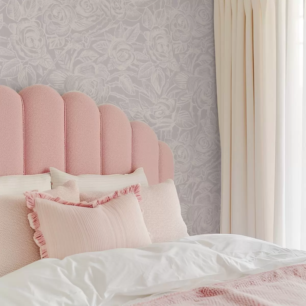 Carta da parati Rose incise su grigio chiaro a00841v1