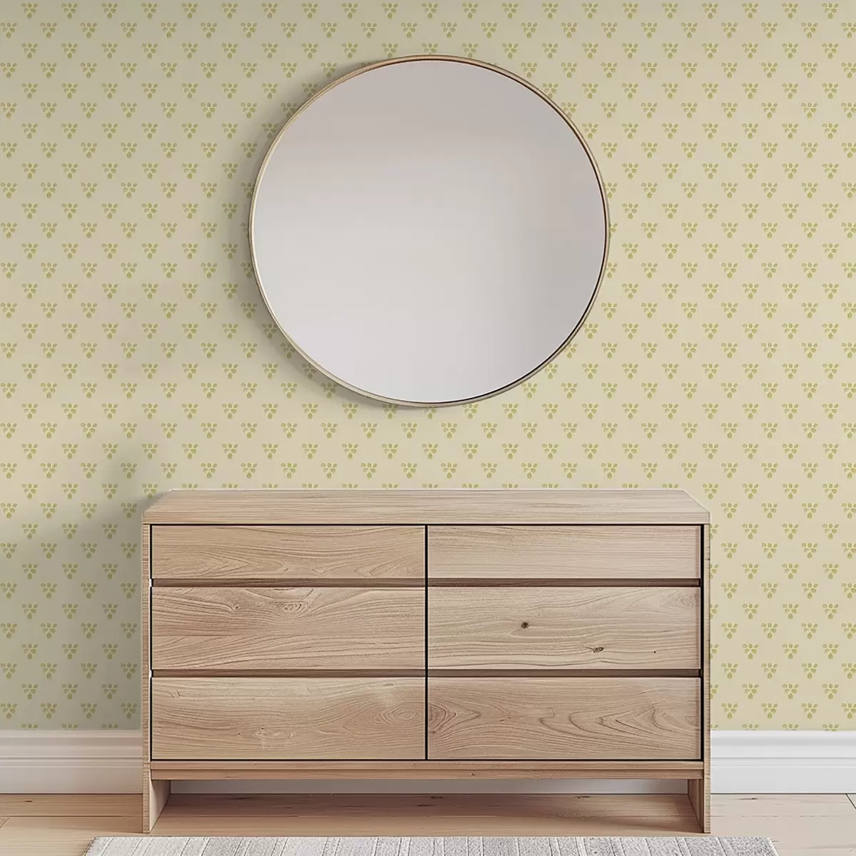 Carta da parati Piccola ripetizione: trii di foglie su sfondo crema-beige a00848