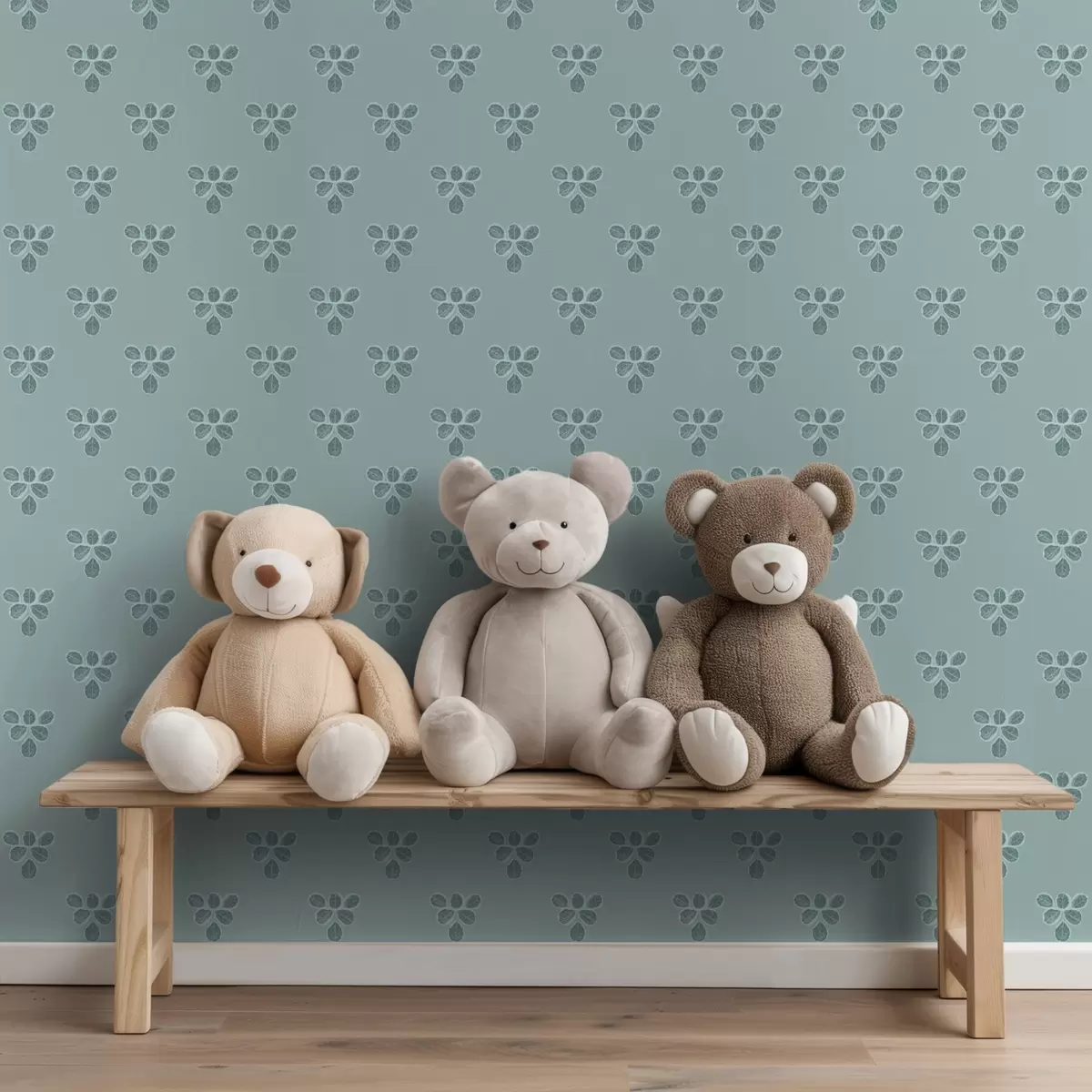 Carta da parati Piccola ripetizione: trii di foglie su un fresco blu a00848v1