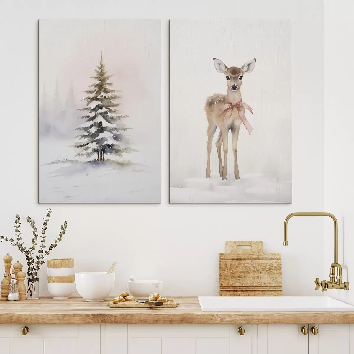 carta da parati Abete rosso e cerbiatto nr. m00933