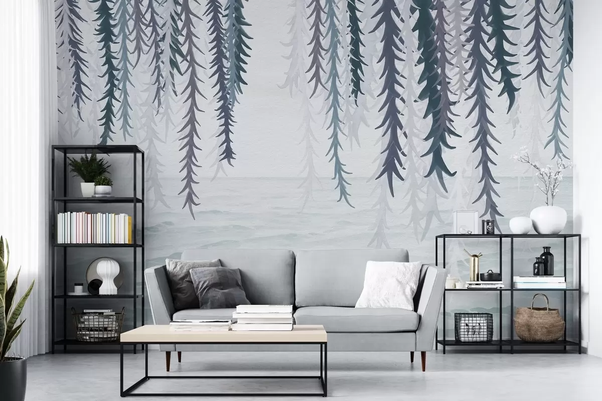 carta da parati Delicati rampicanti che pendono sull'acqua in stile acquerello nr. w04830v3