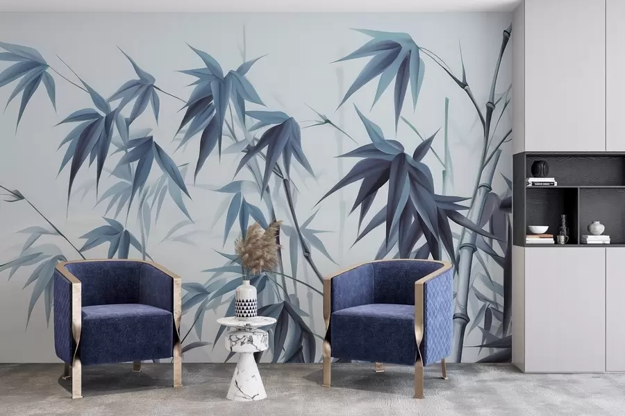 carta da parati Bambù su sfondo acquerellato chiaro nr. w04834v2