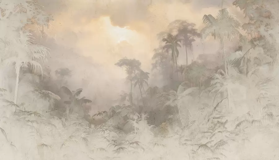 Carta da parati nature Giungla stilizzata sulla parete 