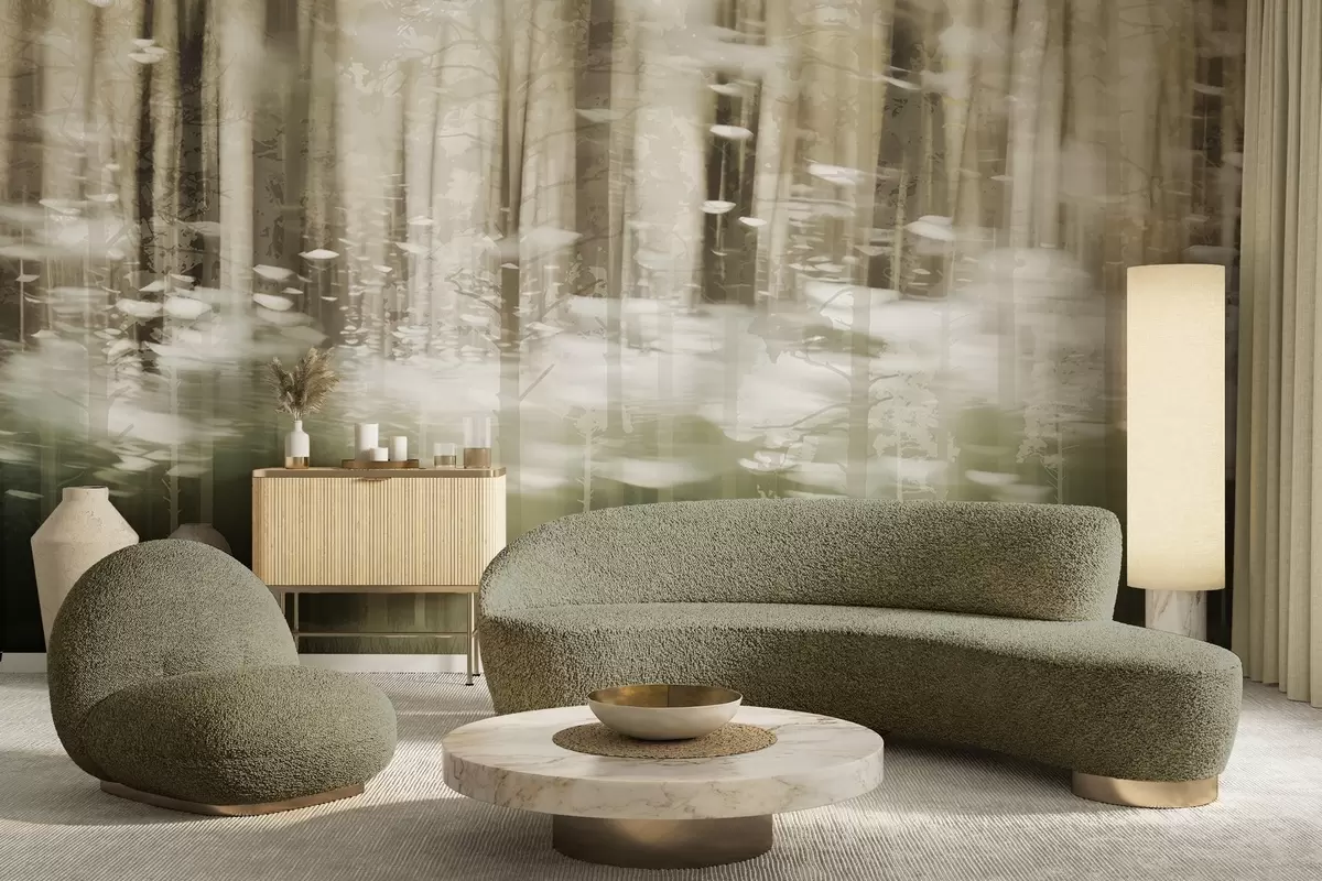 carta da parati Tronchi d'albero stilizzati in colori pastello nr. w04844