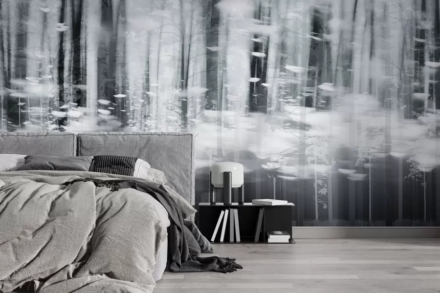 Carta da parati nature Tronchi d'albero stilizzati in colori pastello 