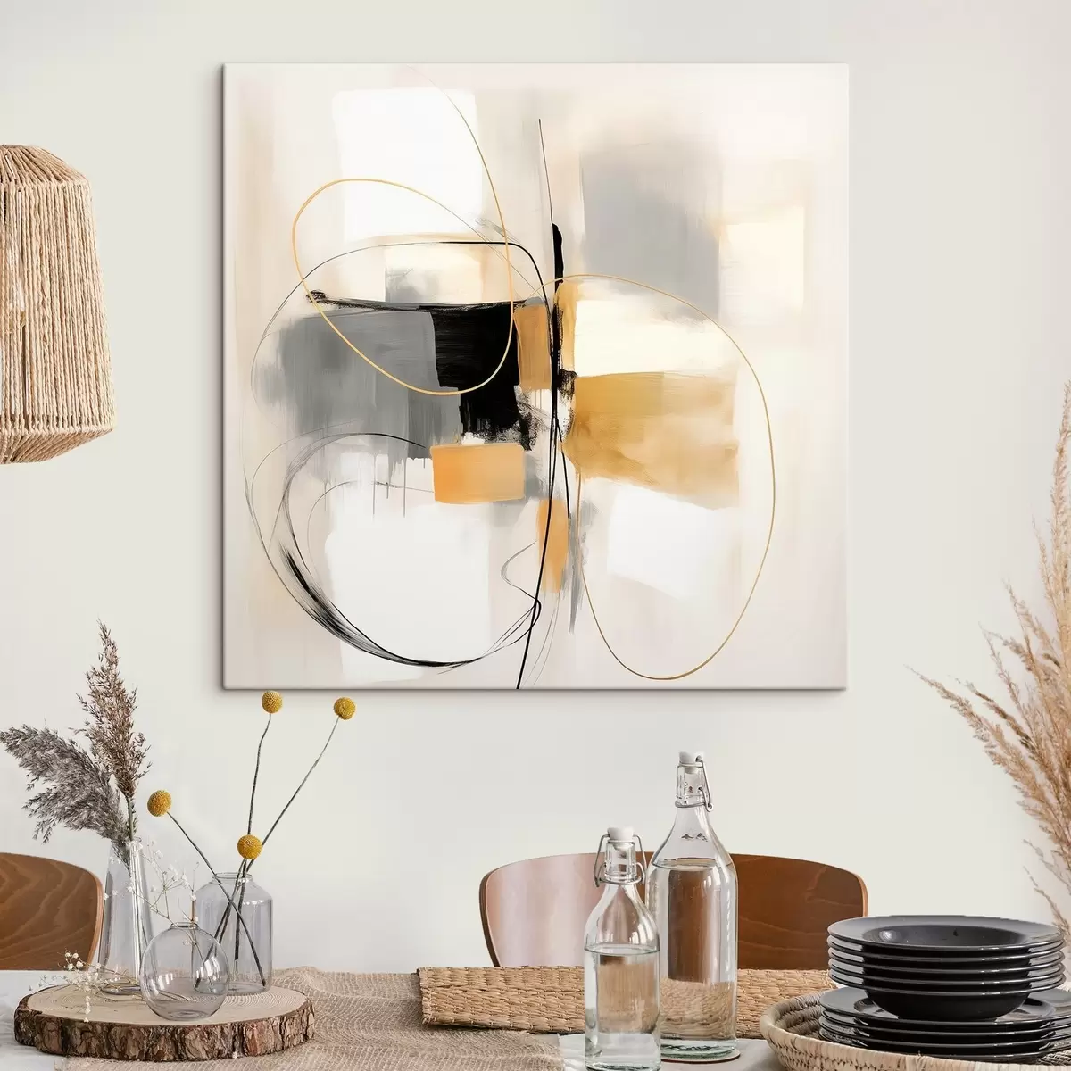 carta da parati Astratto, linee e forme in stile olio nr. s46322