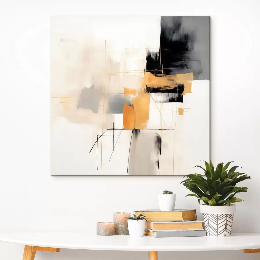 carta da parati Pittura moderna, accenti beige, pesca e grafite nr. s46323