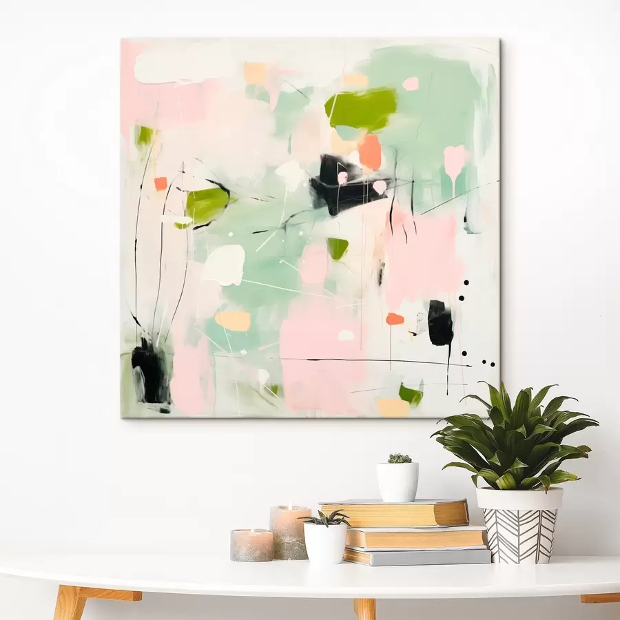 carta da parati Rosa e menta, pennellate pastello nr. s46324