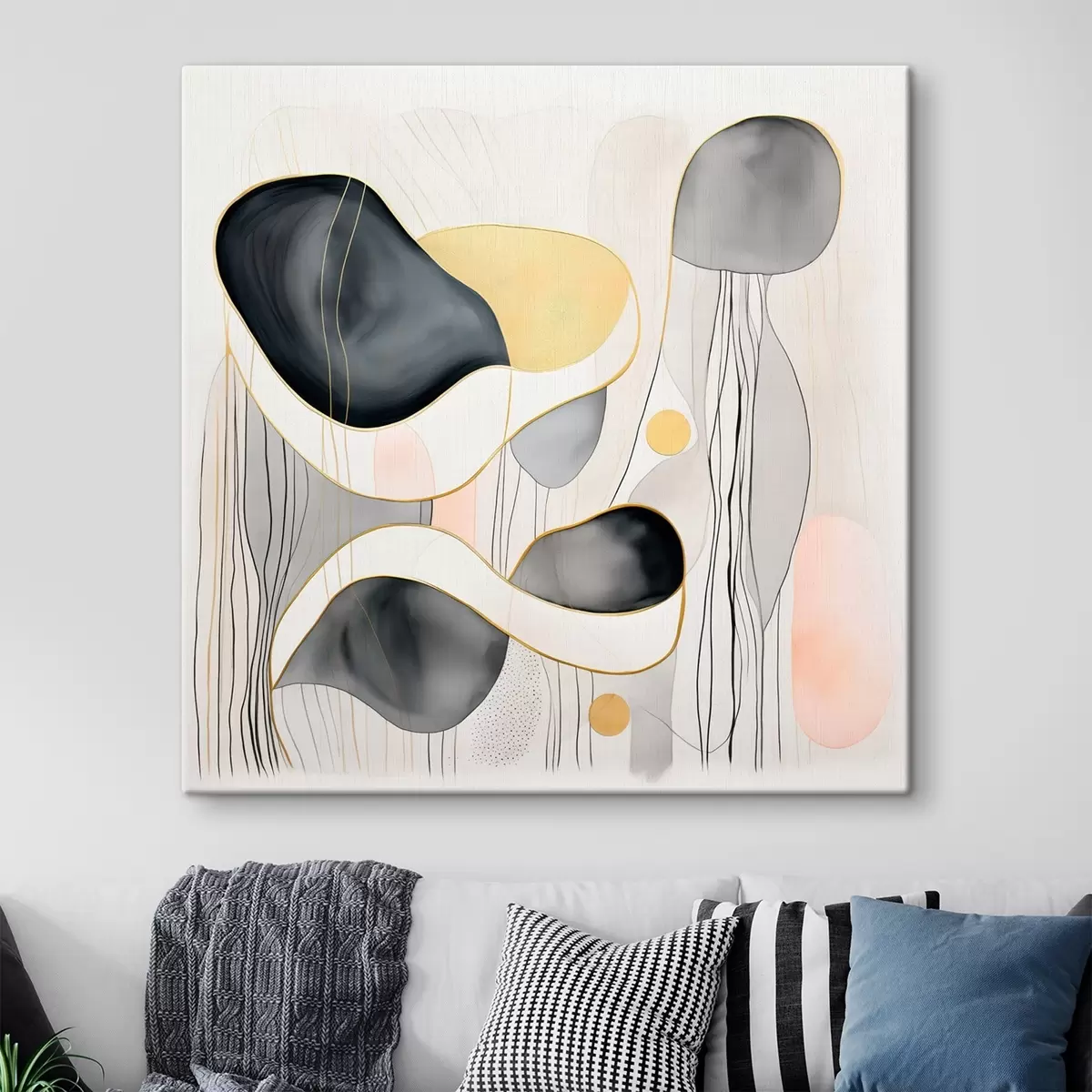 carta da parati Composizione neutra, macchie grigie e sabbiose in stile moderno nr. s46334